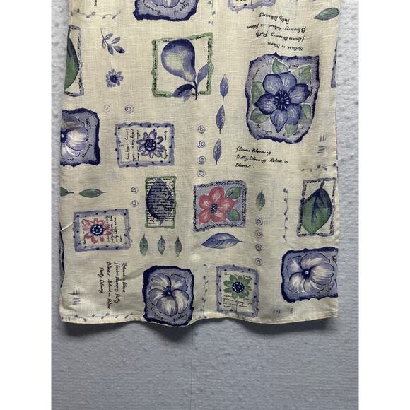 Vtg Positive Attitude 100% Linen Sleeveless Shift Dress Floral Botanical Print M - Picture 2 of 10